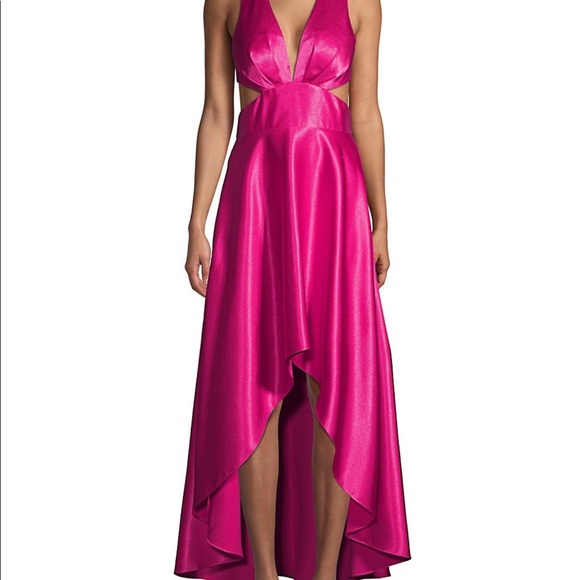 Aidan by Aidan Mattox Satin Cutout High-Low Gown - Picture 3 of 8